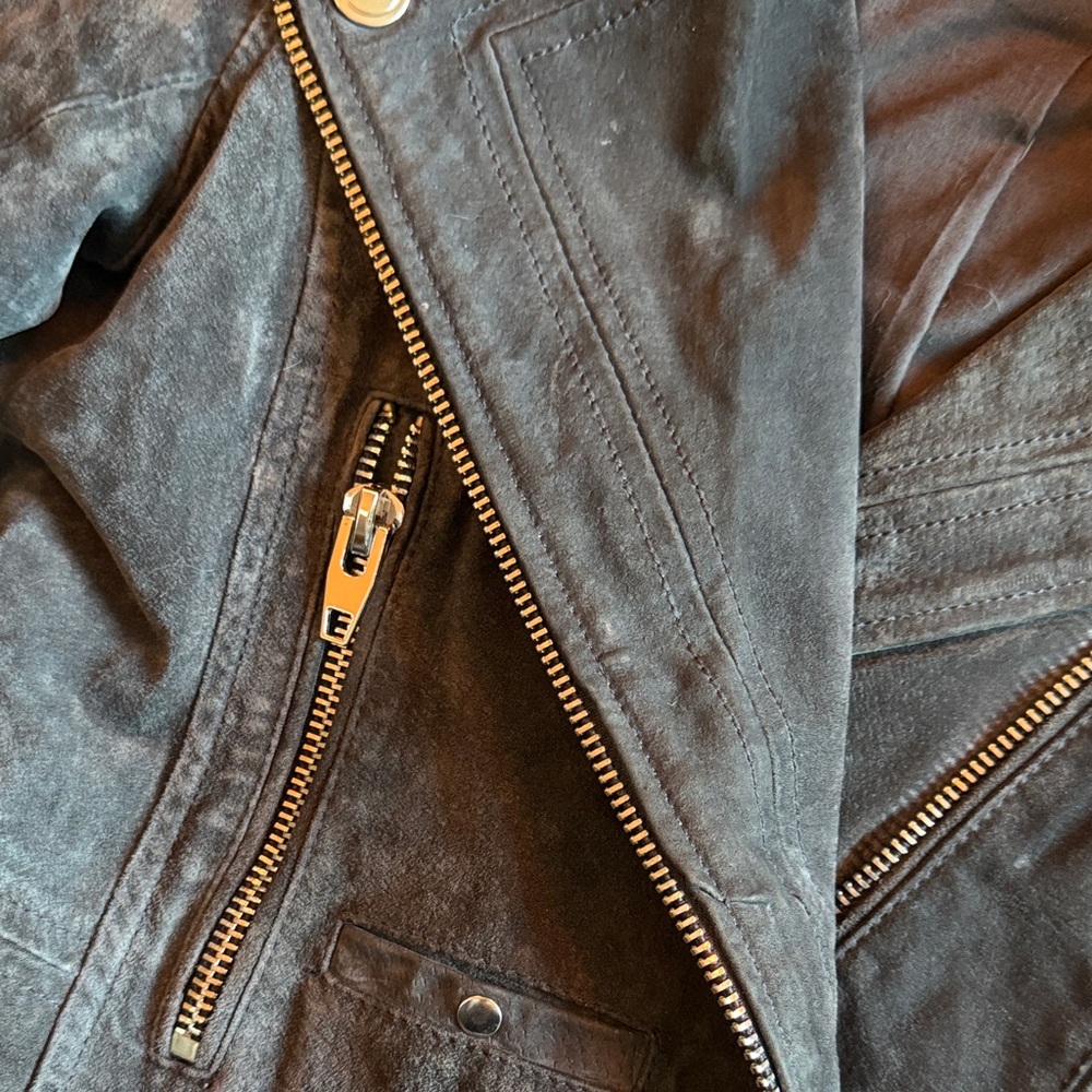 BlankNYC Black Suede Moto Jacket with Silver Hardware S grey - Picture 9 of 10